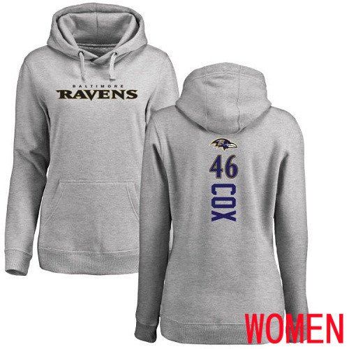 Baltimore Ravens Ash Women Morgan Cox Backer NFL Football 46 Pullover Hoodie Sweatshirt